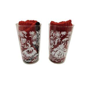 vintage 1960s set of 2 white embossed colonial/victorian lady floral design tumb